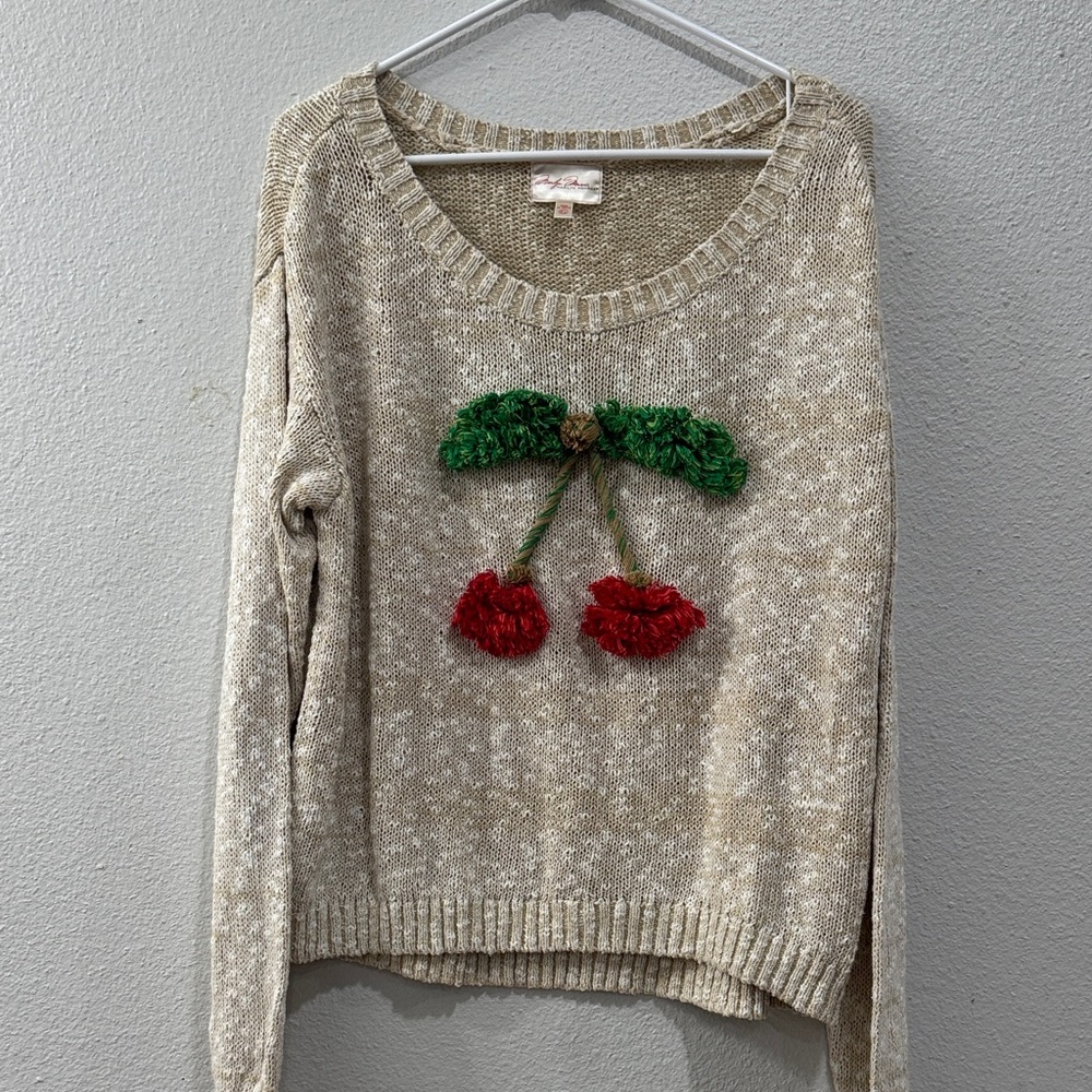 Marilyn Monroe Beige Sweater with Cherry Design